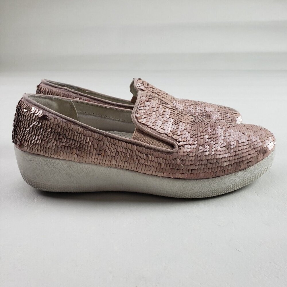 Fitflop Superskate Sequin Loafer Shoe Womens 6.5 Pink Slip On Comfort Shoe - Picture 6 of 10